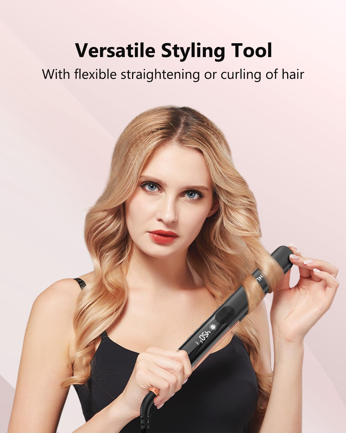 ANNLARY hair-straightener-2in1-curler-function: creates waves and straight styles in one tool.