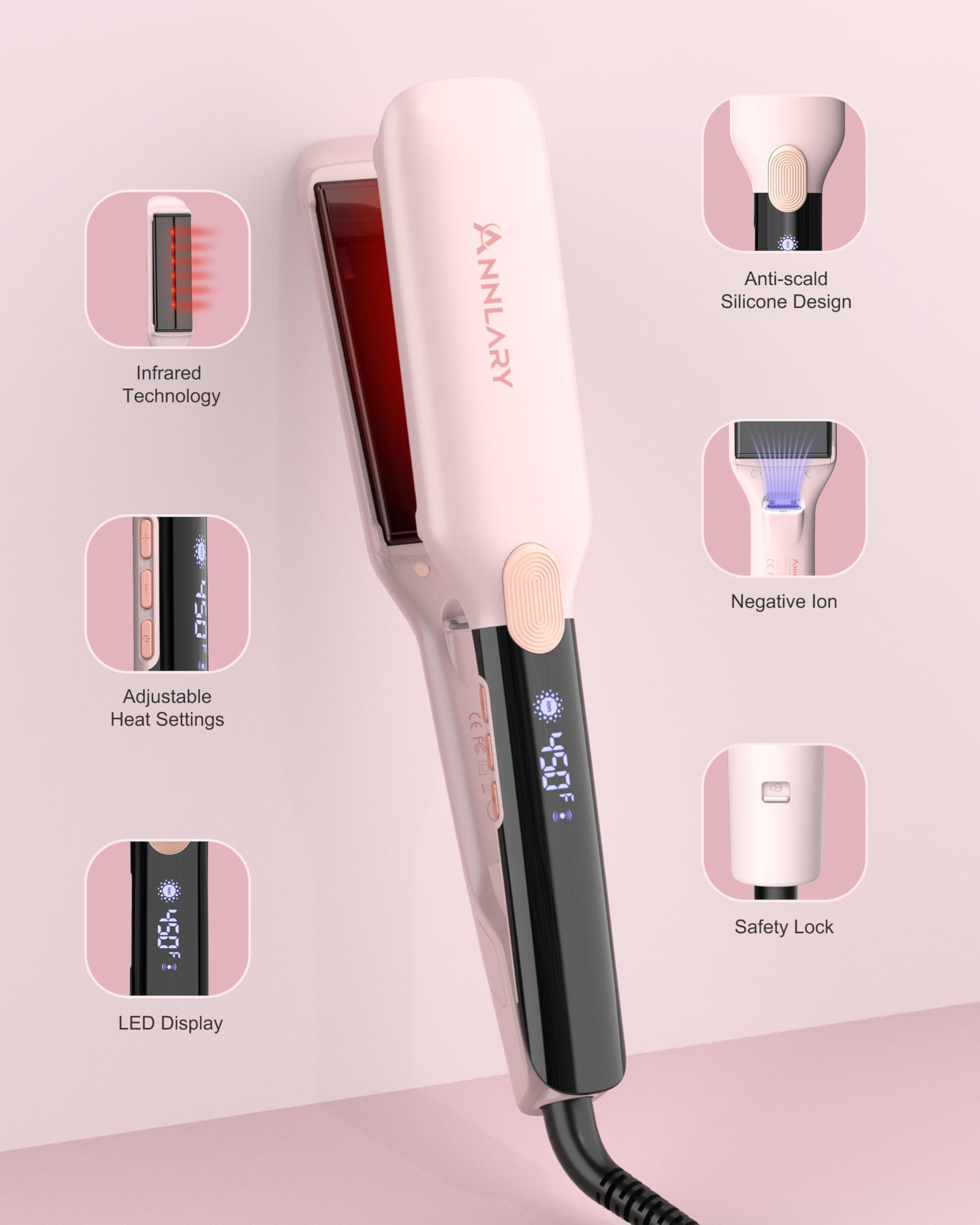 ANNLARY hair straightener auto shutoff boosts safety during styling.