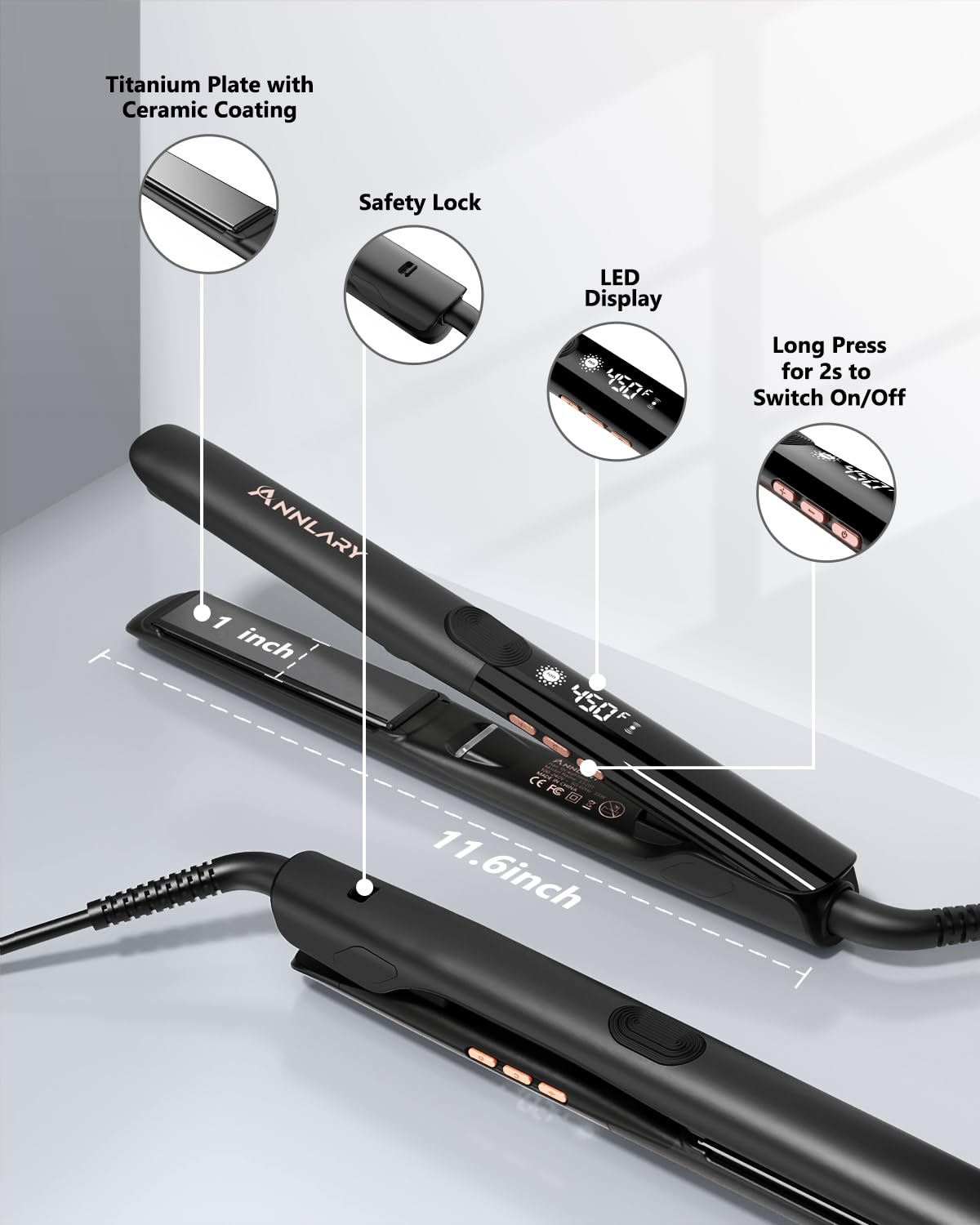 ANNLARY dual voltage for safe travel styling anywhere.