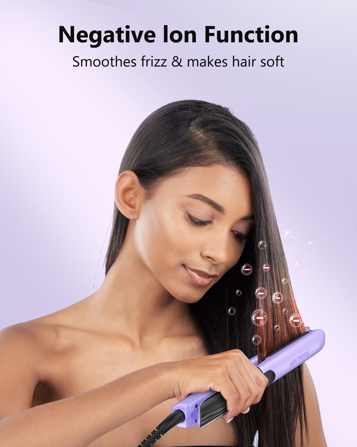 annlary hair straightener ionic technology action demonstrates reduced static