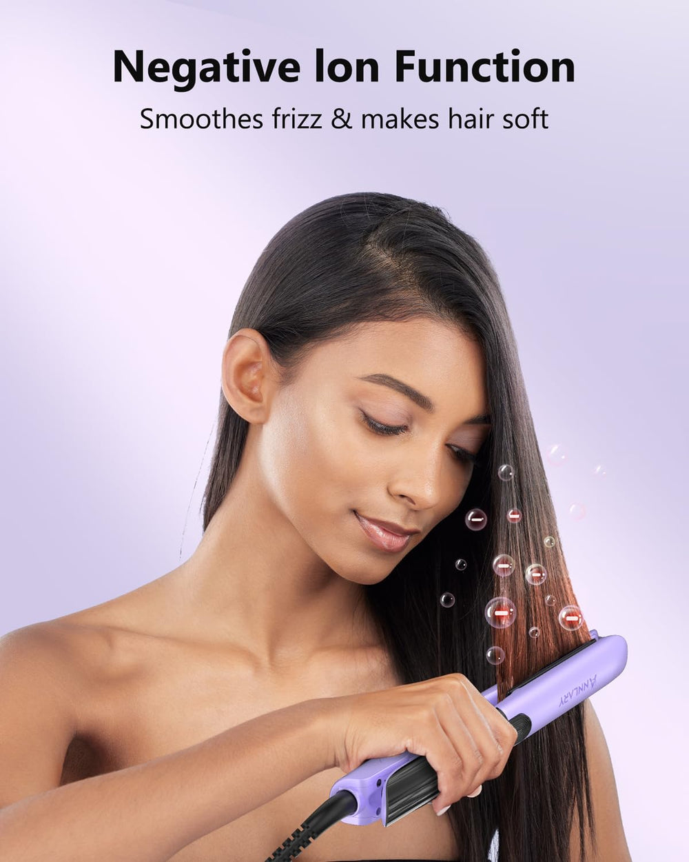 annlary hair straightener ionic technology action demonstrates reduced static