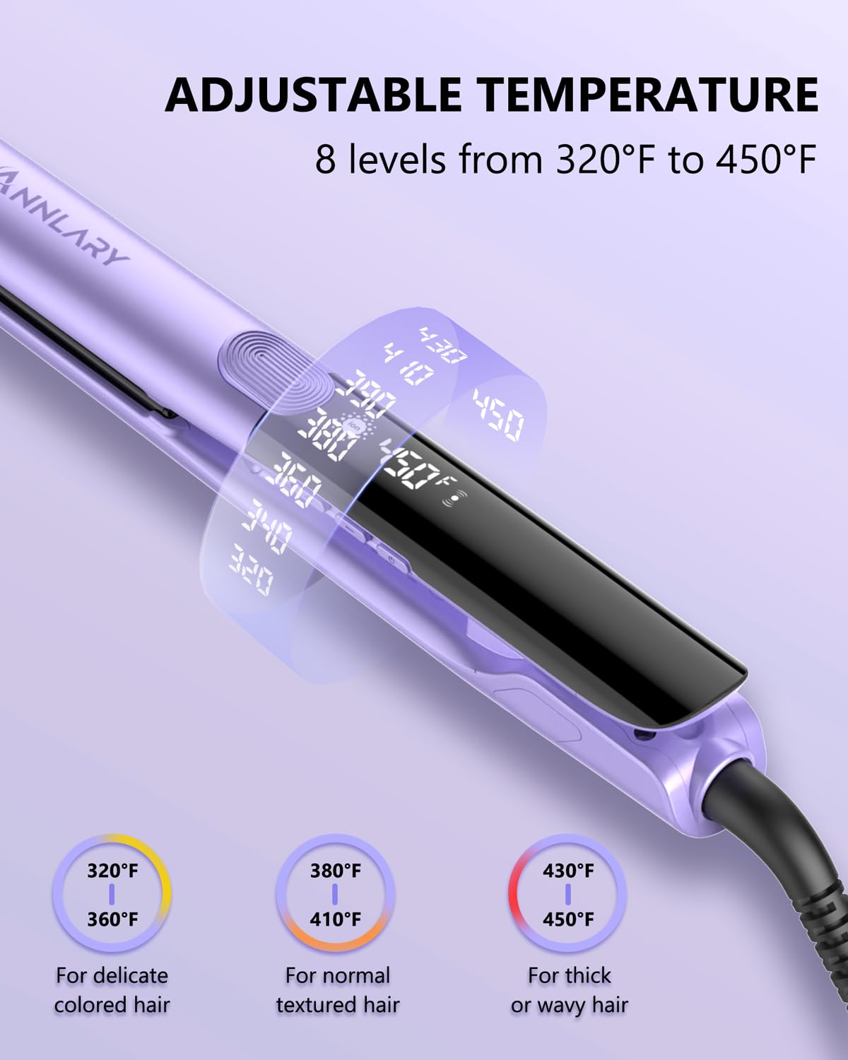 annlary hair straightener titanium-ceramic-coating for even heat and shine