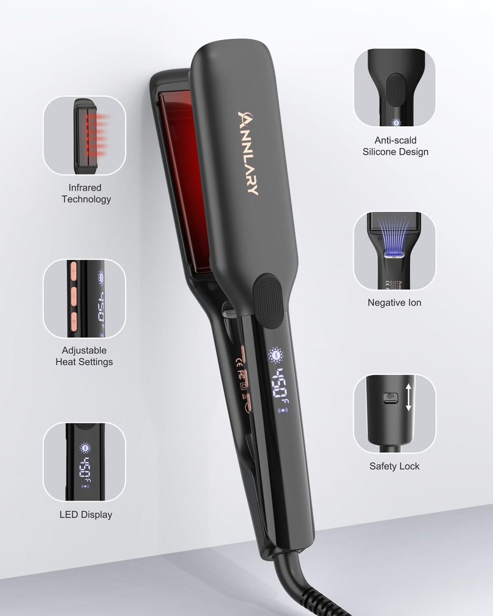 ANNLARY travel-ready design with dual voltage for styling worldwide.