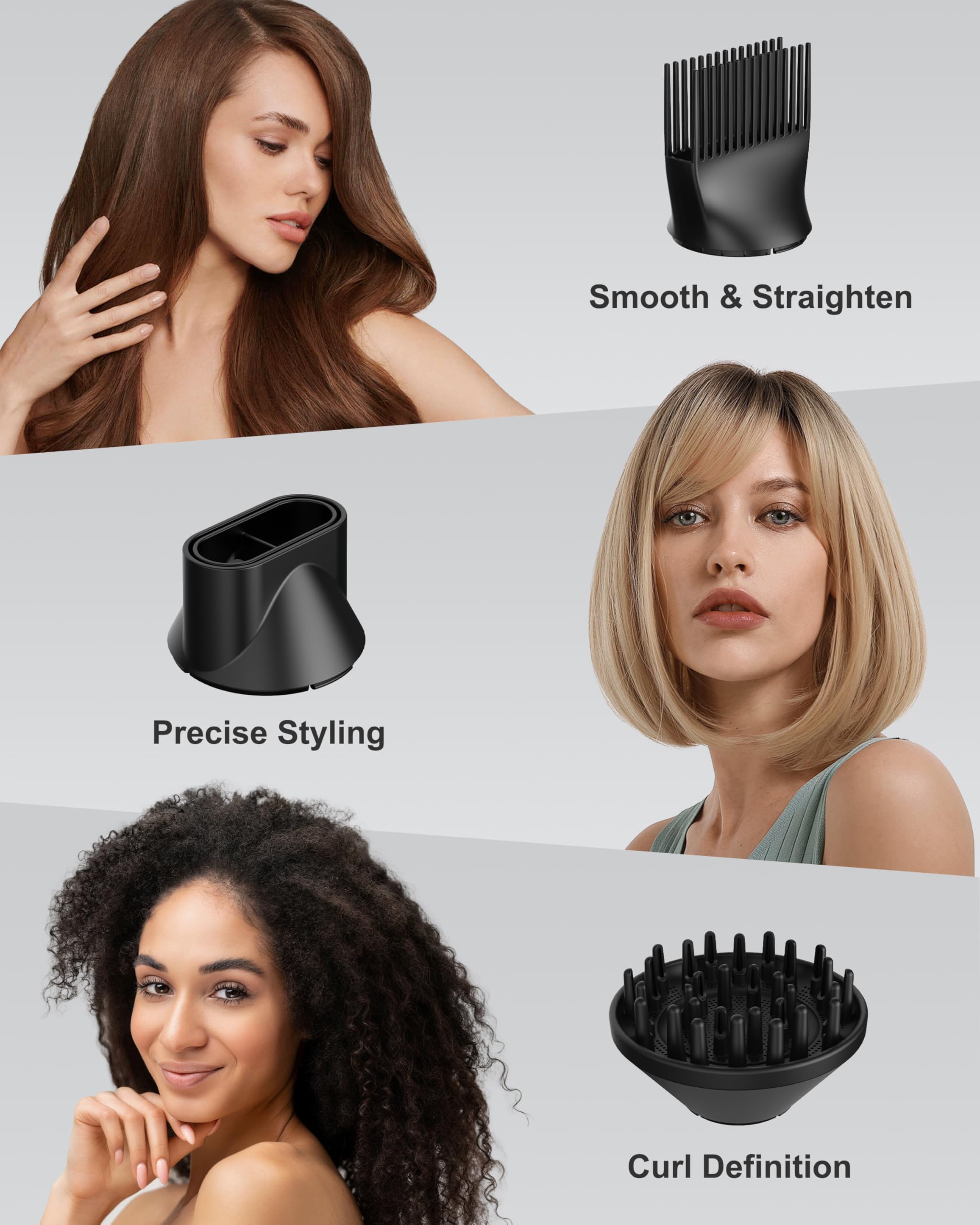 ANNLARY Plasma Ion Hair Dryer comb nozzle aiding detangling during styling.
