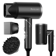ANNLARY Plasma Ion Hair Dryer front view showing powerful low-noise drying ability.