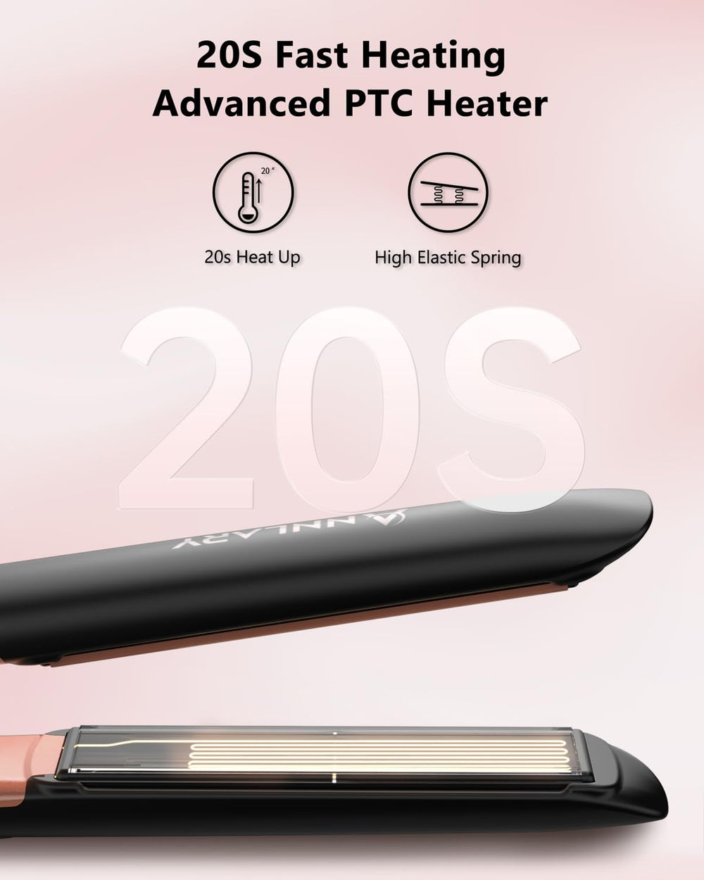 ANNLARY Hair Straightener LED display demonstrates adjustable temperature for tailored styling.