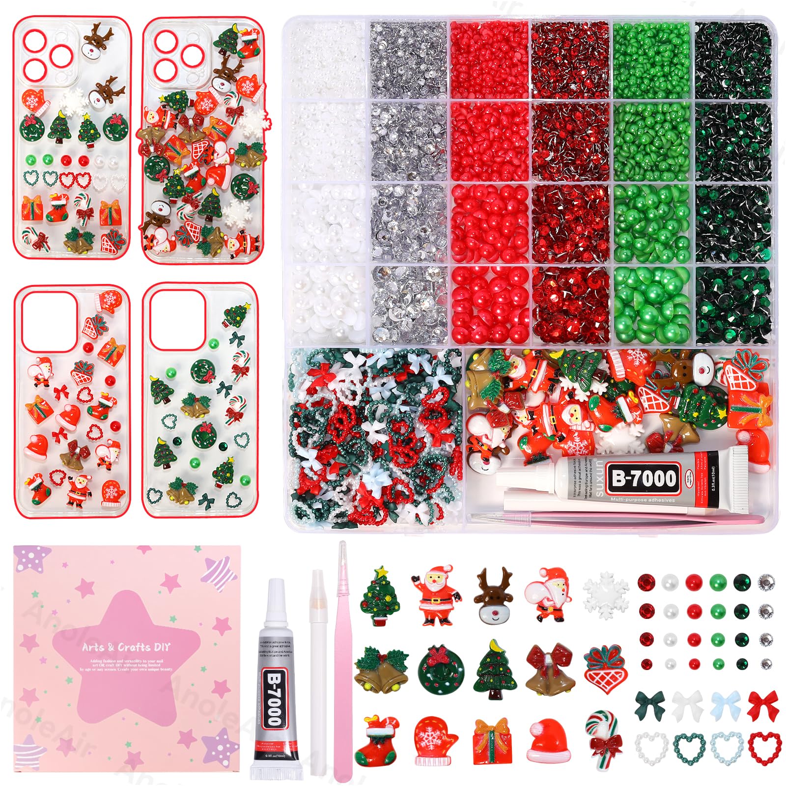 AnoleAir Christmas Junk Case Charm Kit packaging, ideal for gifting and creative storage.