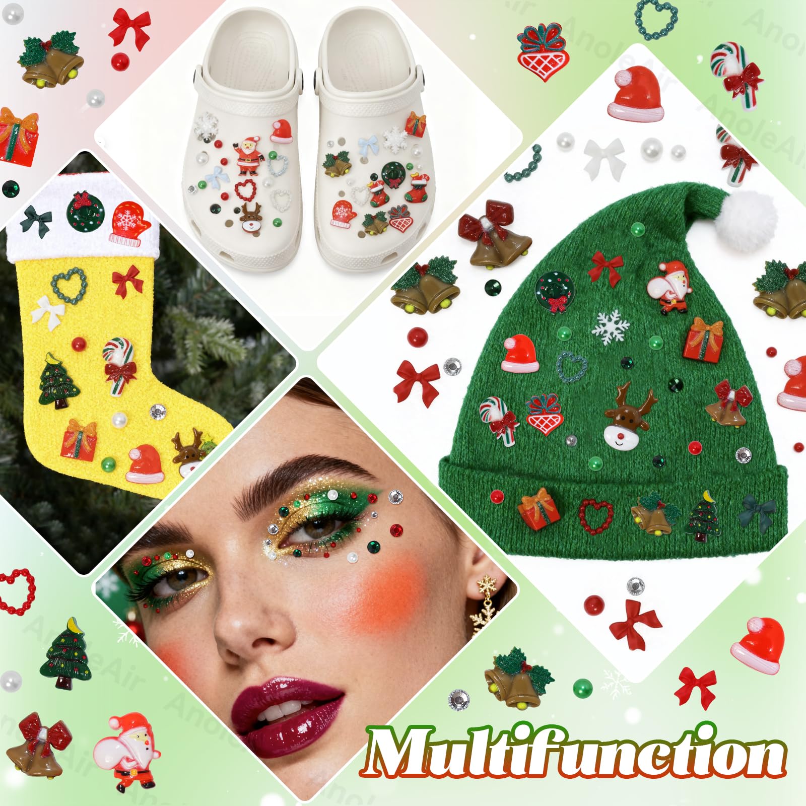 AnoleAir Red-Green Pearls and Rhinestones kit, ideal for holiday DIY embellishments.