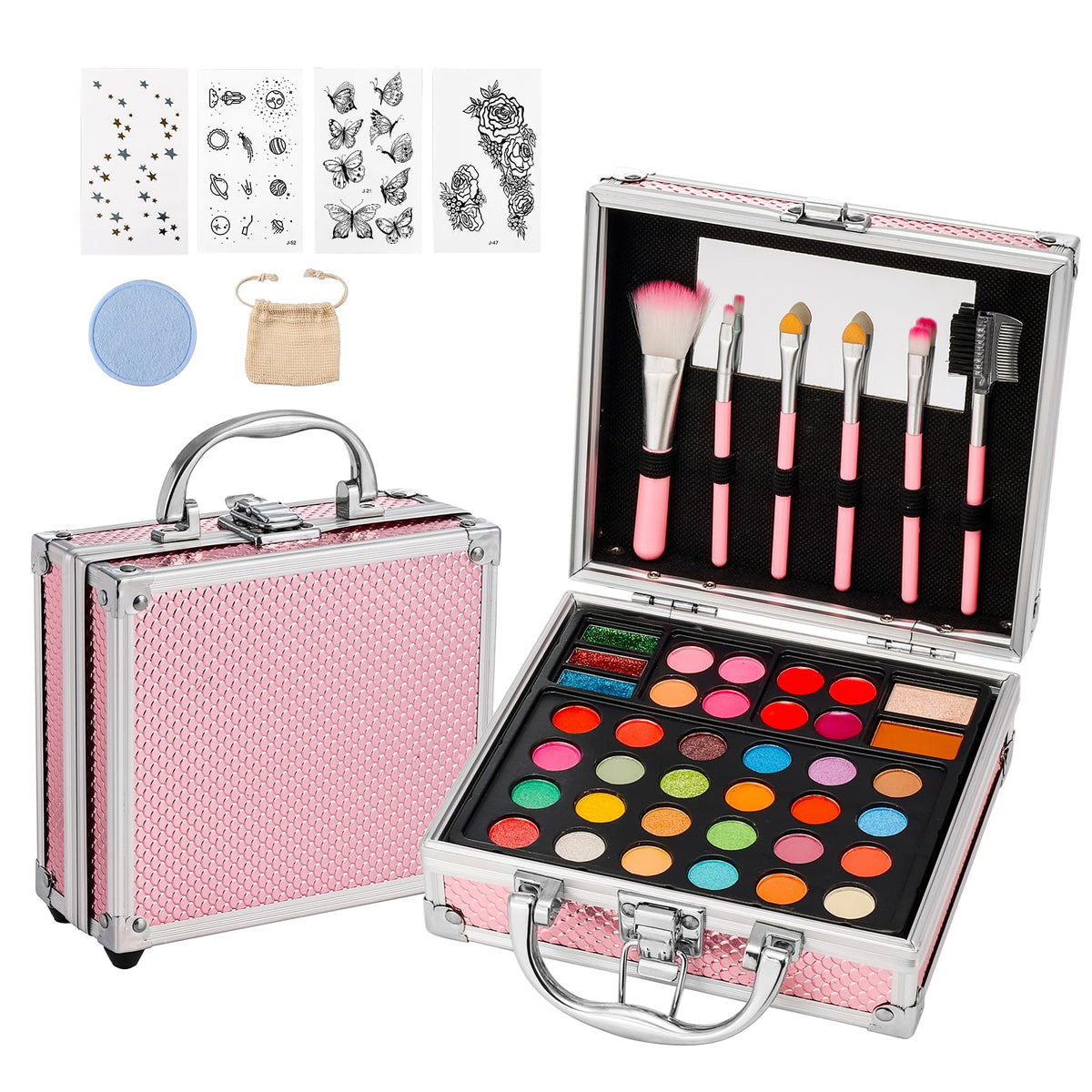 Anpro all-in-one makeup kit case open showing organized tools for on-the-go touch-ups