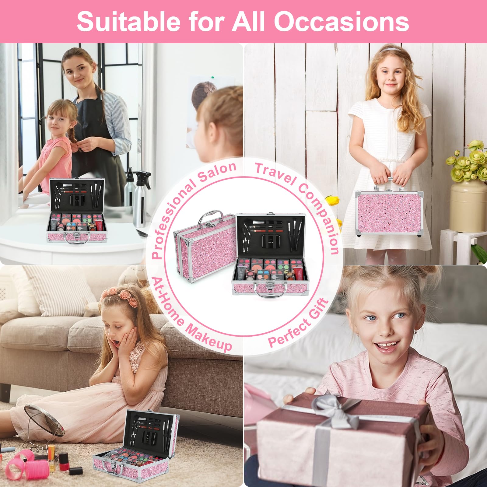 Anpro glitter gel in pink and silver adds safe sparkle for fun looks.