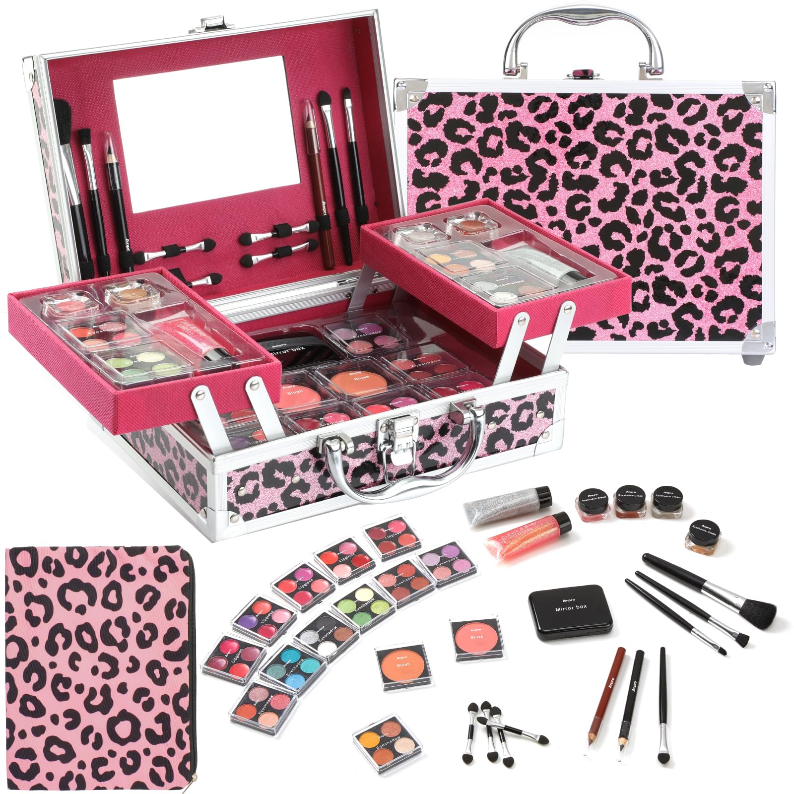 Anpro Leopord makeup brushes set offers beginner-friendly applicators for clean, precise application