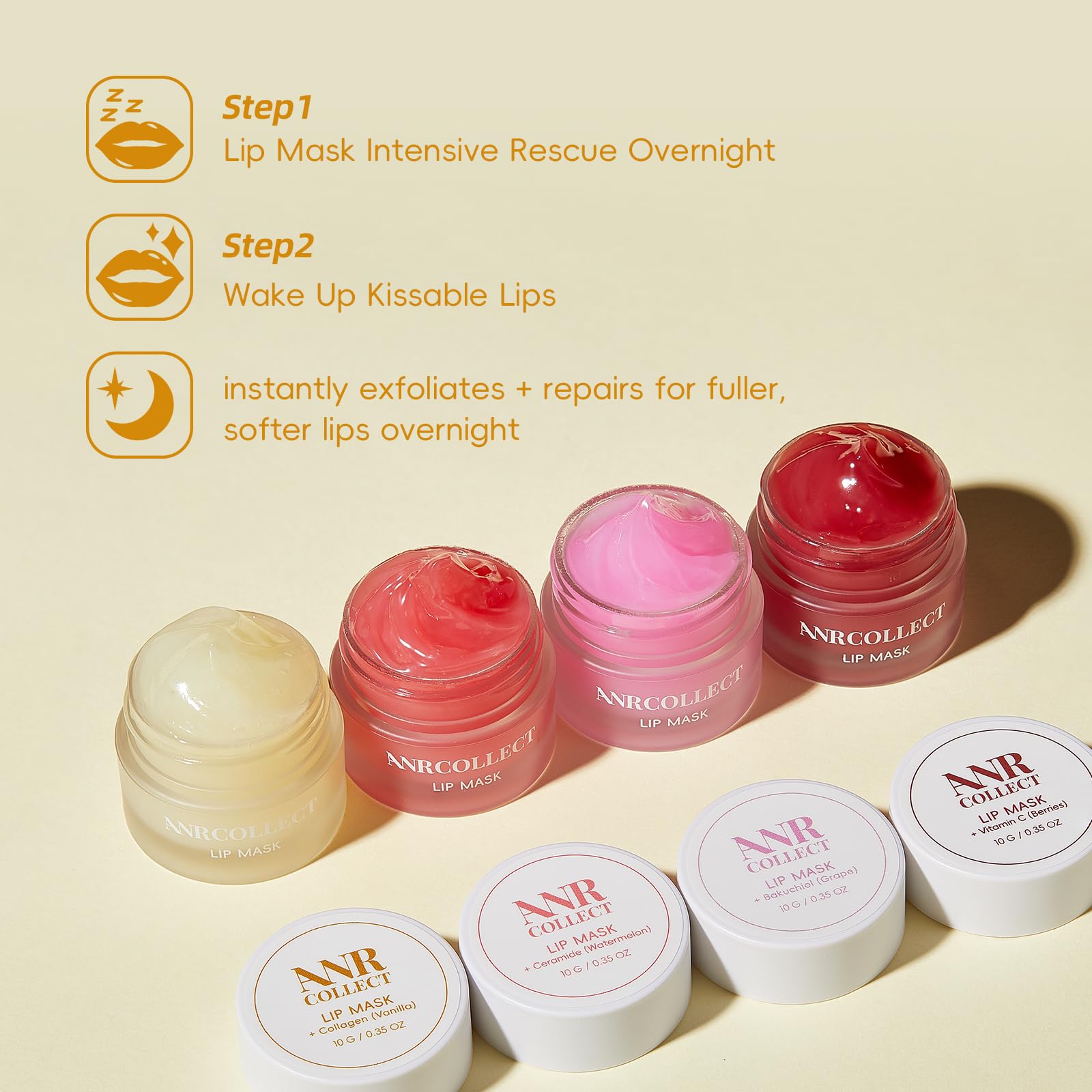 ANRCOLLECT lip mask-ingredients-facts highlights ceramides and hyaluronic hydration.