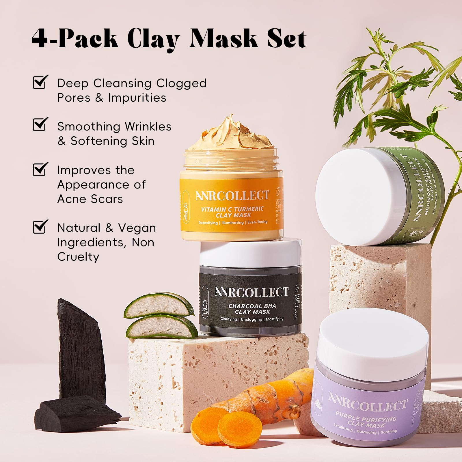 ANRCOLLECT vitamin-c-turmeric-clay-mask highlights brightening potential for uneven skin tone.