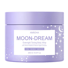 Anroha Moon Dream Overnight Toning Whip jar closeup showing creamy texture for firmer-looking skin.