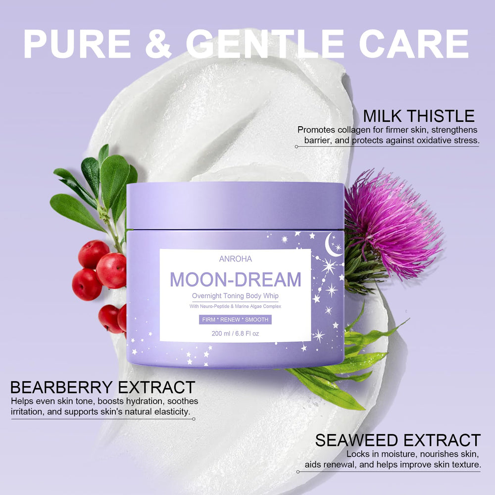 Anroha Moon Dream Overnight Toning Whip side profile with visible rich formula for firming look.