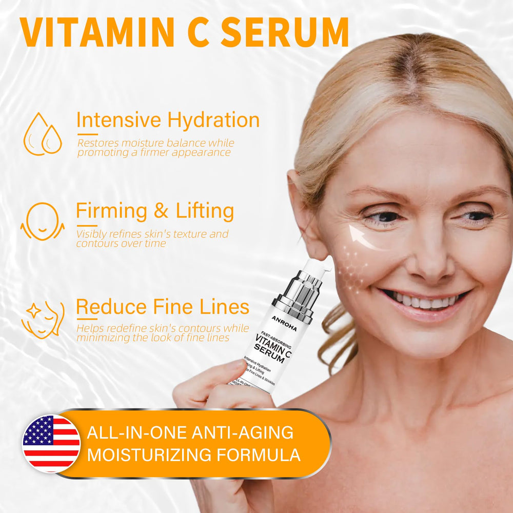 Anroha Vitamin C Serum with hyaluronic acid for plump, hydrated skin.
