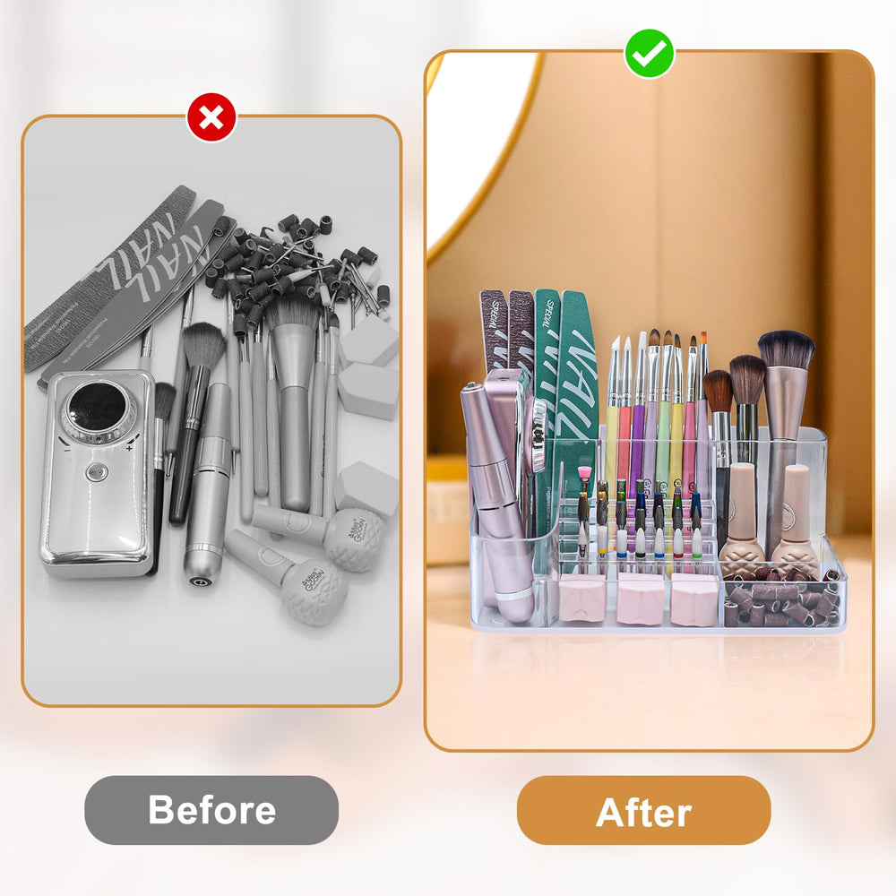 AnRui Nail Drill Holder top storage compartments for plugs and brushes