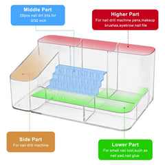 AnRui Nail Drill Holder transparent shell displaying contents clearly