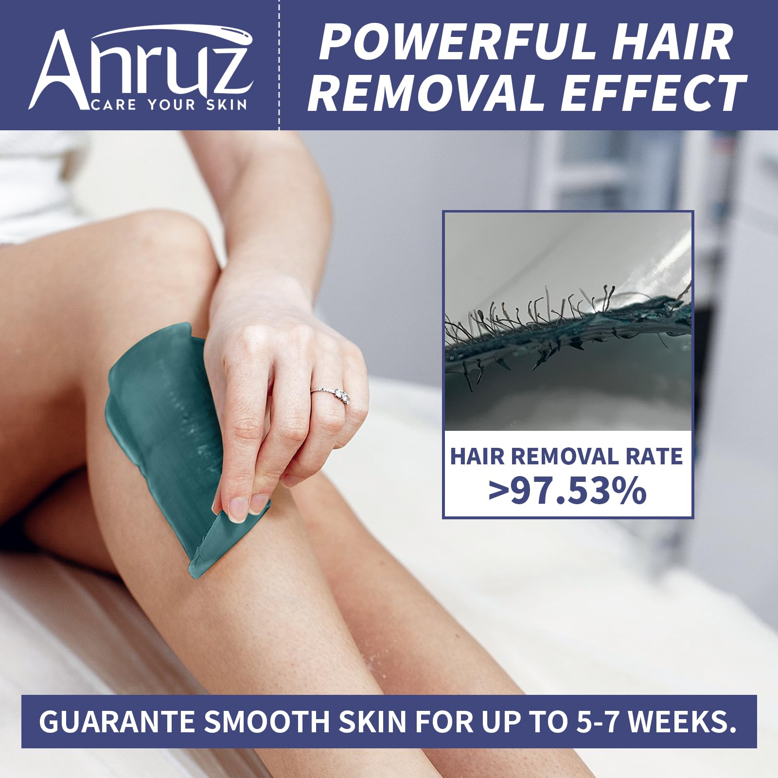ANRUZ wax beads with rose, jasmine, lavender for gentle skin-friendly formula.