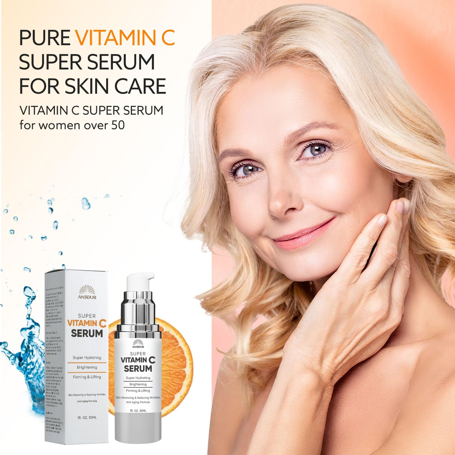 ANSDUR serum texture with hyaluronic acid for plump skin.