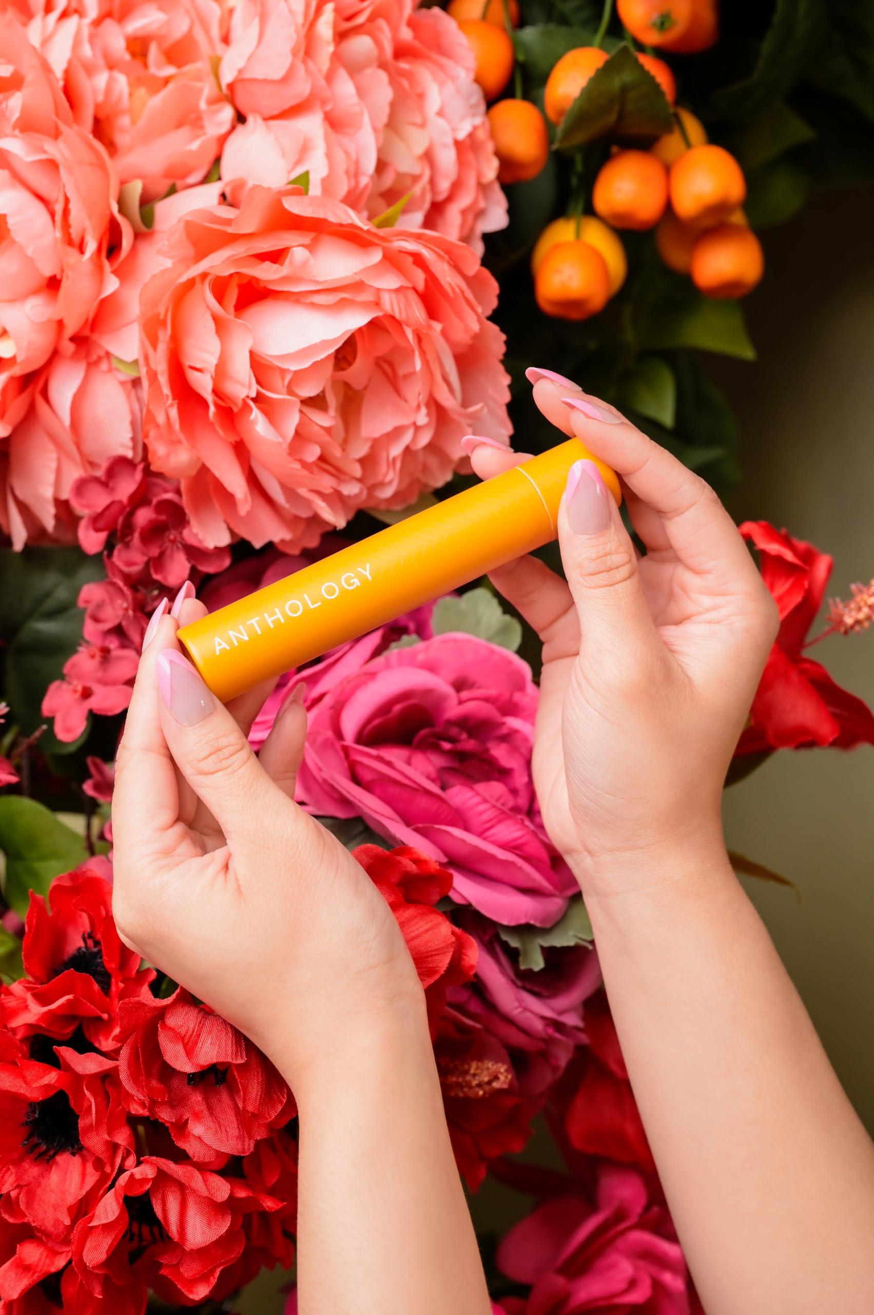 Anthology Amber Saffron 540 9ml bottle ideal for travel and daily touch-ups.