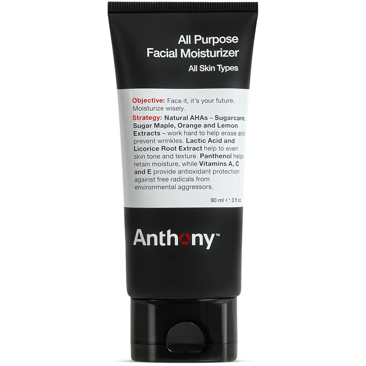 Anthony All-Purpose Facial Moisturizer jar closeup shows creamy hydration for daily dryness.