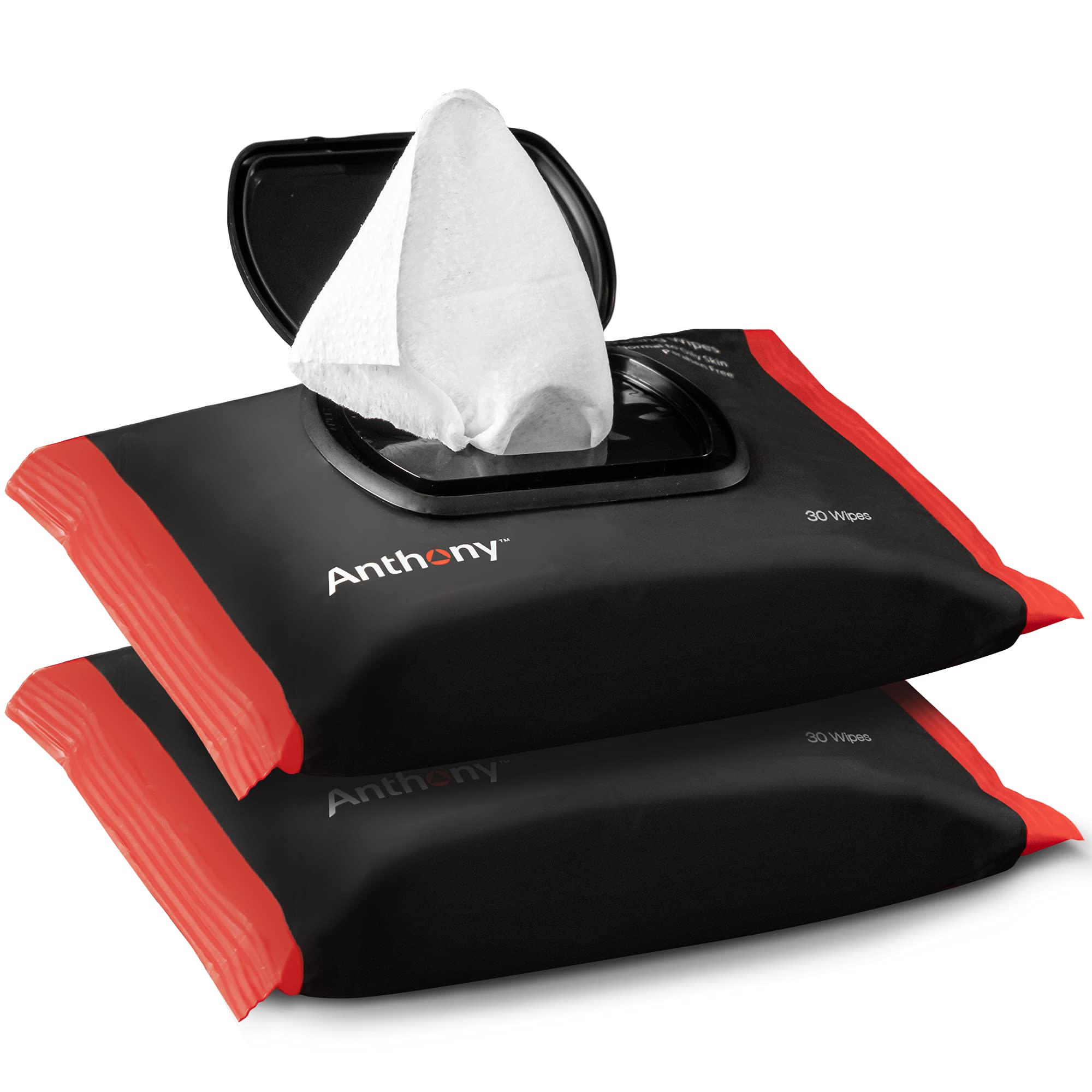 Anthony Glycolic Exfoliating Wipes bag front for on-the-go cleansing and brightening