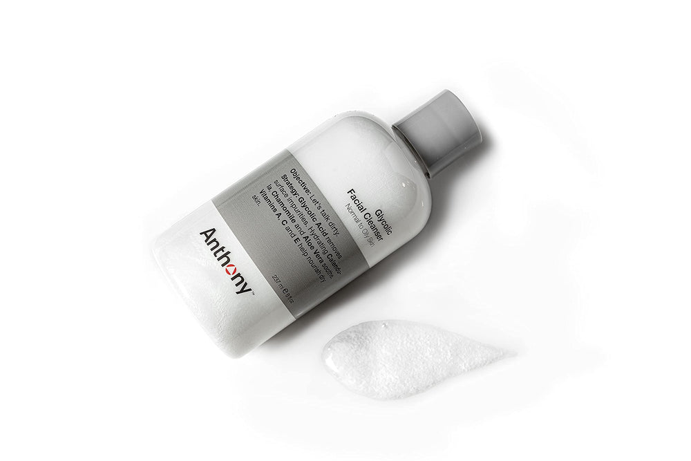 Non-foaming formula of Anthony Glycolic Cleanser nourishes skin.