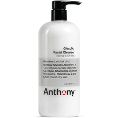 Anthony Glycolic Facial Cleanser pump-dispense shows easy daily exfoliation for clear pores.