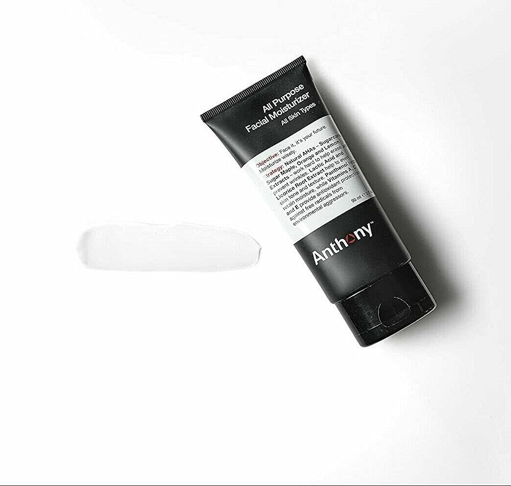 Anthony All-Purpose Facial Moisturizer on display with other skincare for versatile daily use.