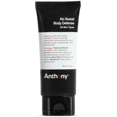 Anthony No Sweat deodorant tube close-up showcasing cream-to-powder formula for all-day dryness.