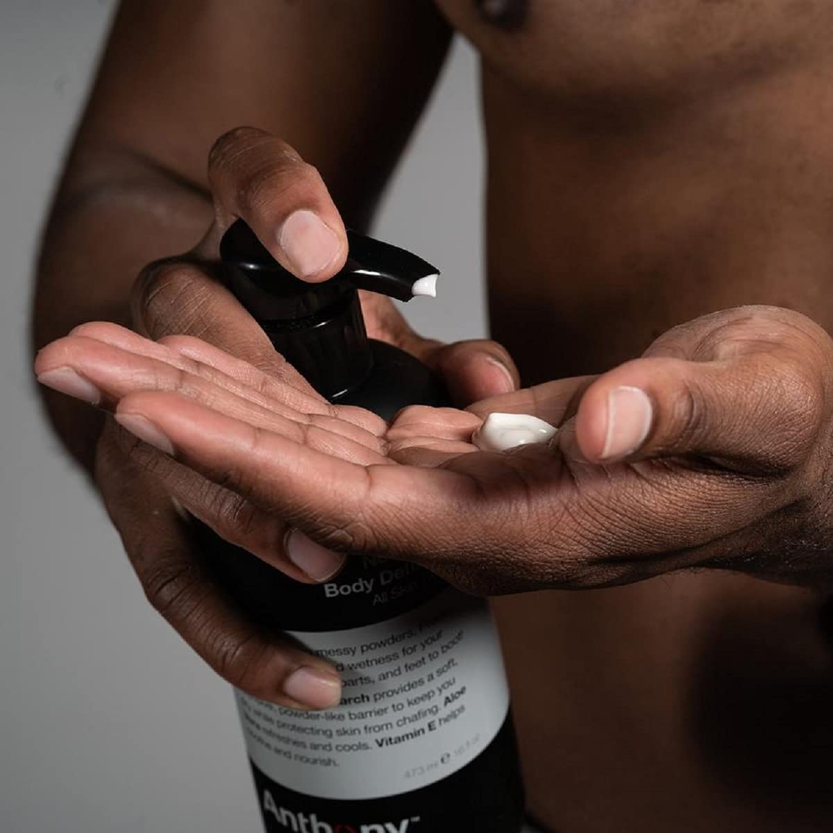 Anthony No Sweat moisture barrier on skin for chafe prevention.