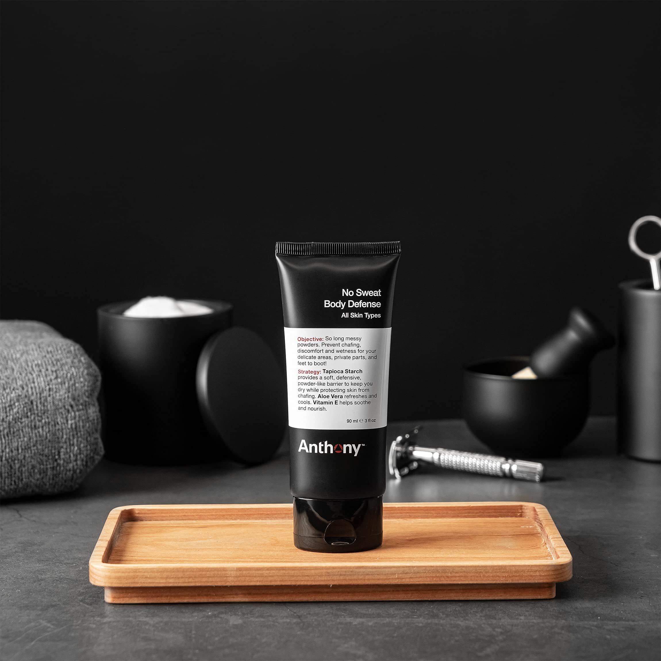 Anthony No Sweat underarm application showing anti-chafe protection during workouts.