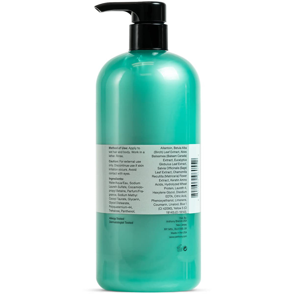 Anthony body wash highlights eucalyptus birch leaf and Canadian balsam for a masculine cleanse.
