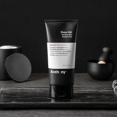 Anthony Shave Gel application closeup showing precision glide on sensitive skin