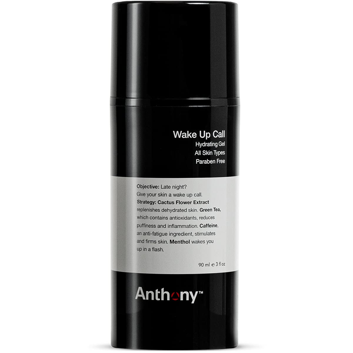 Anthony Wake Up Call jar closeup highlighting refreshing gel texture for morning wake-up.
