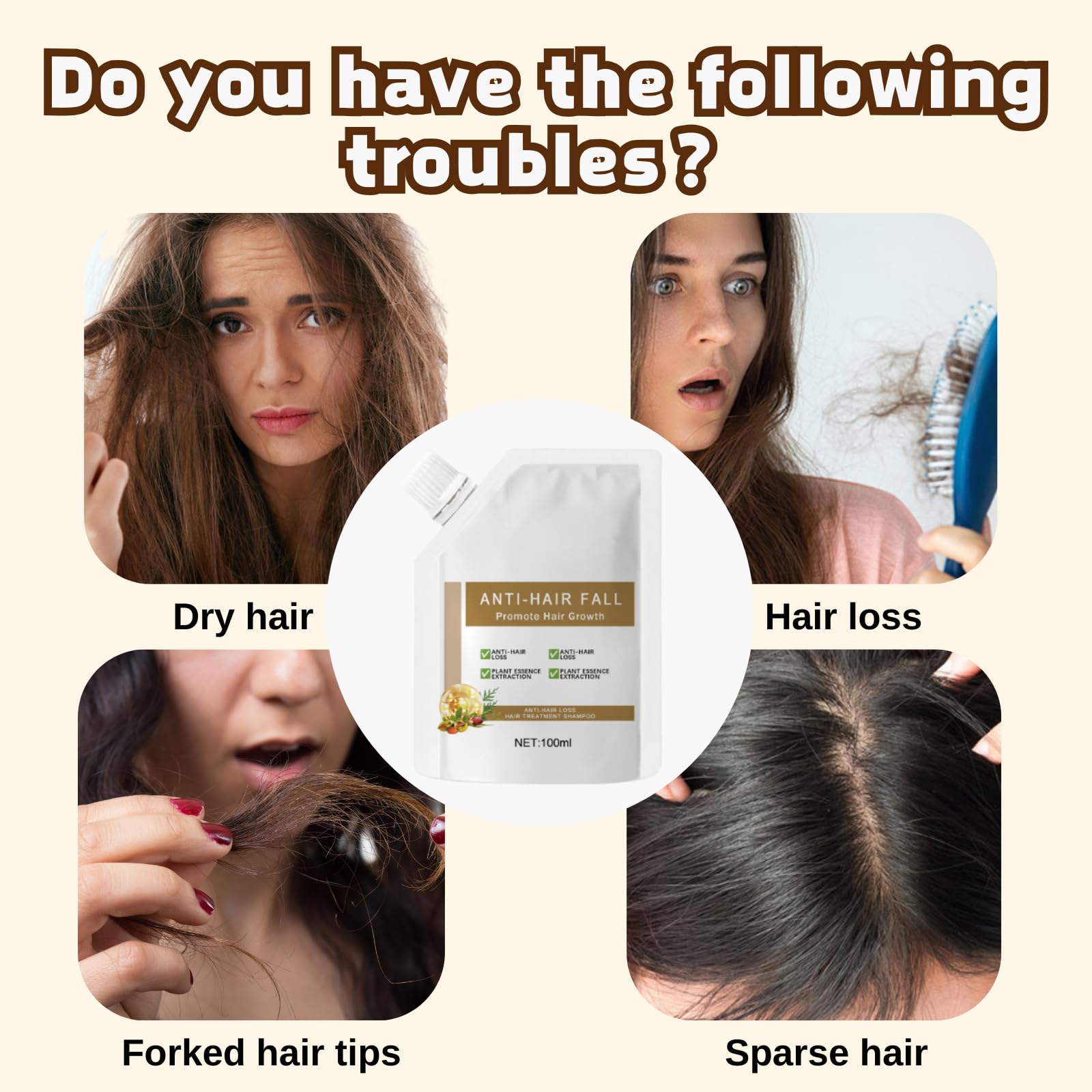 Anti-Hair-Fall-Shampoo bottle back with ingredients highlights for balanced oil and moisture.