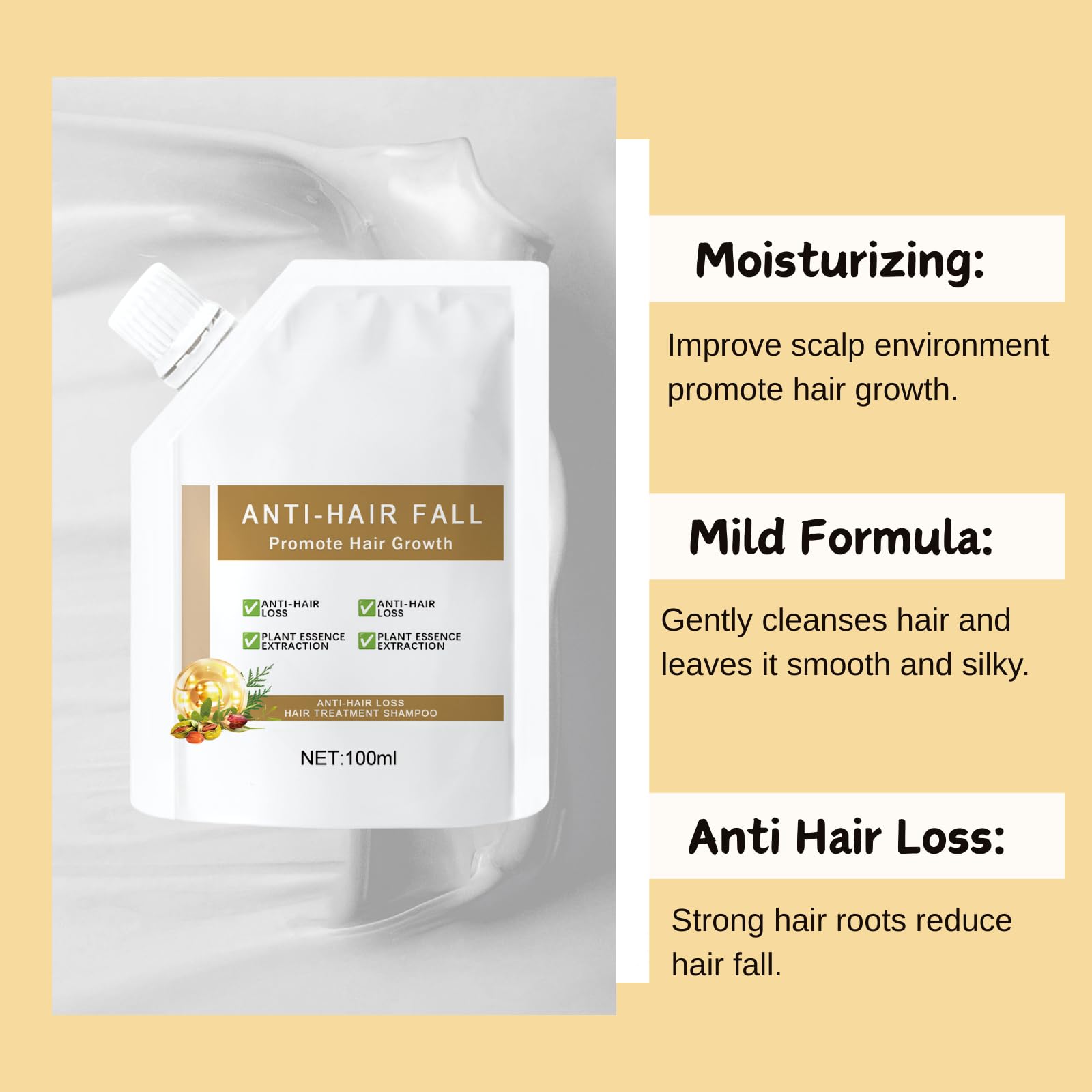 Anti-Hair-Fall-Shampoo scalp-care scene illustrating moisture and ease of detangling.