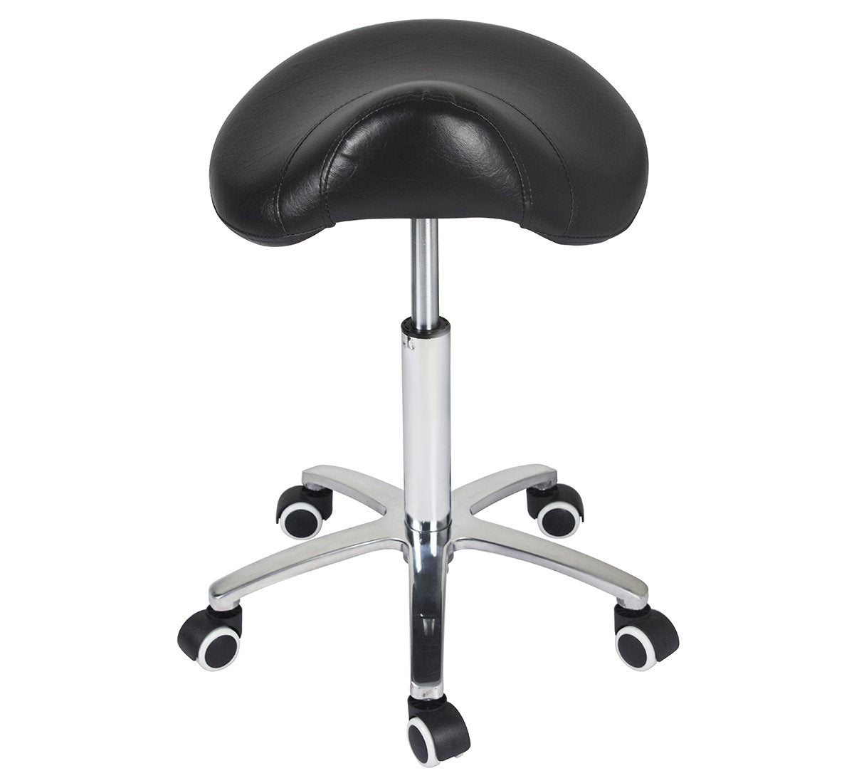 Antlu Saddle Stool front view showing ergonomic seated design for back comfort