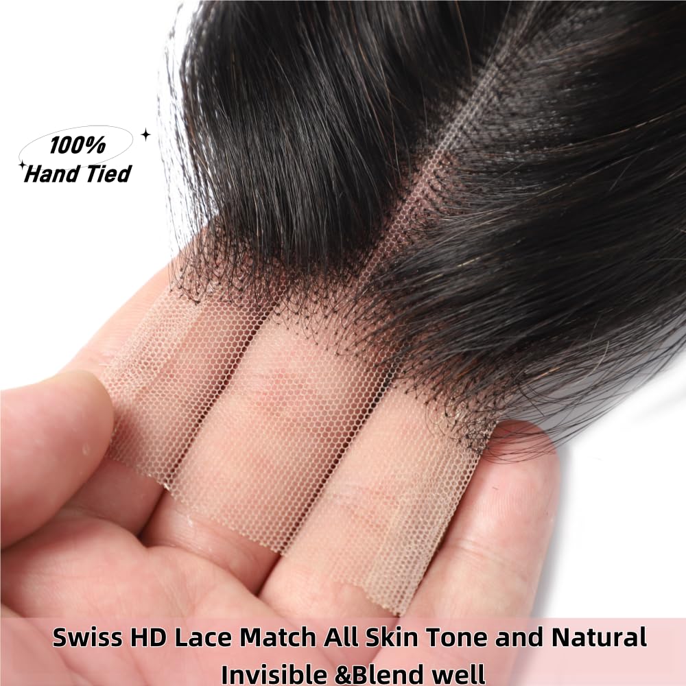Anvnkl 2x6 HD lace closure middle part closeup highlights skin-blending lace