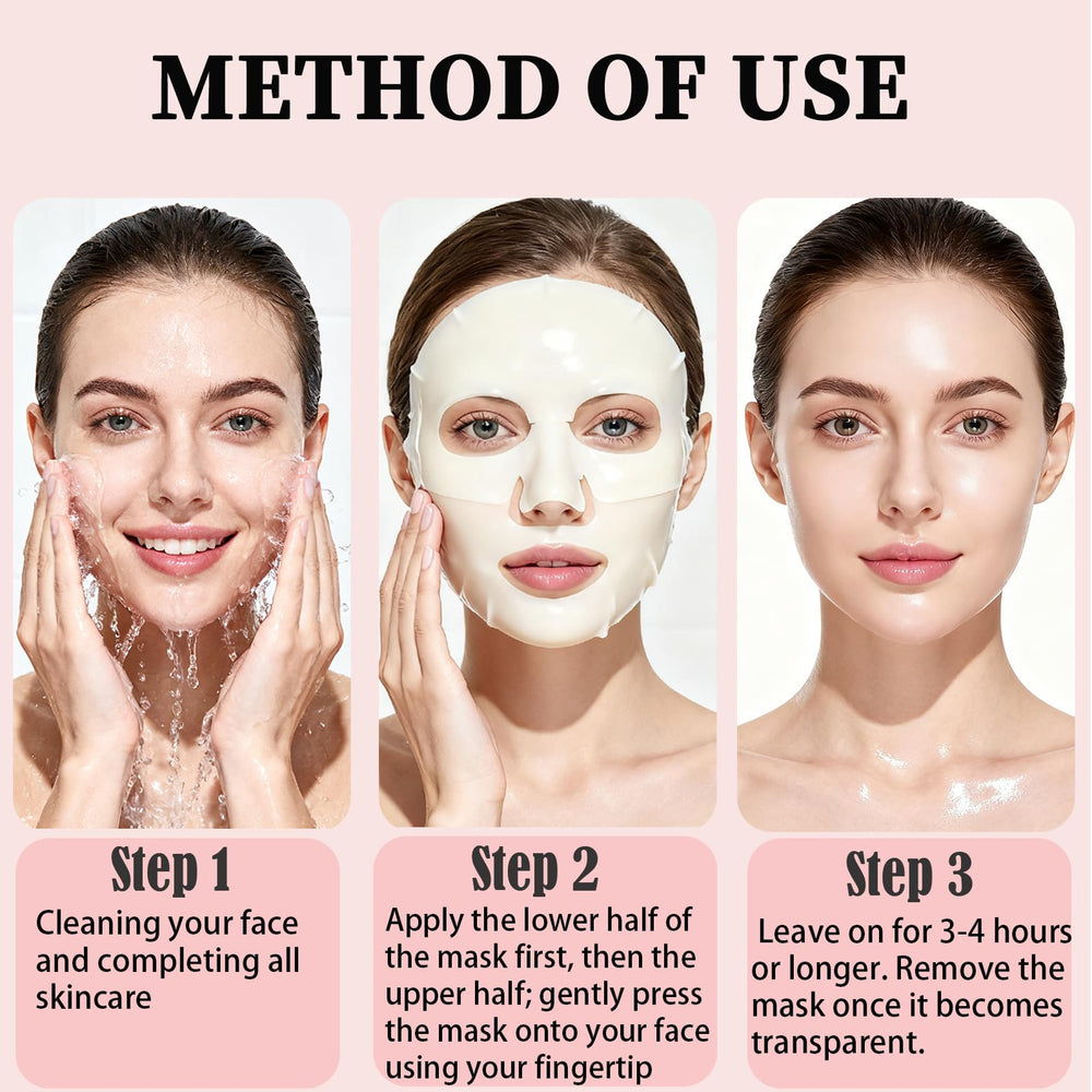 Anweina collagen mask absorption in progress image conveys quick surface absorption.