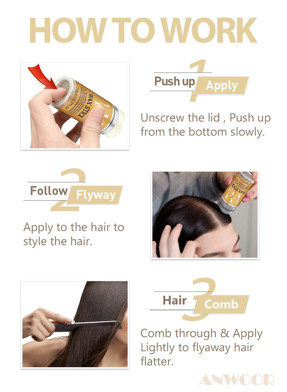 AnWoor wax stick castor-oil shine and nourishment for healthy gloss.