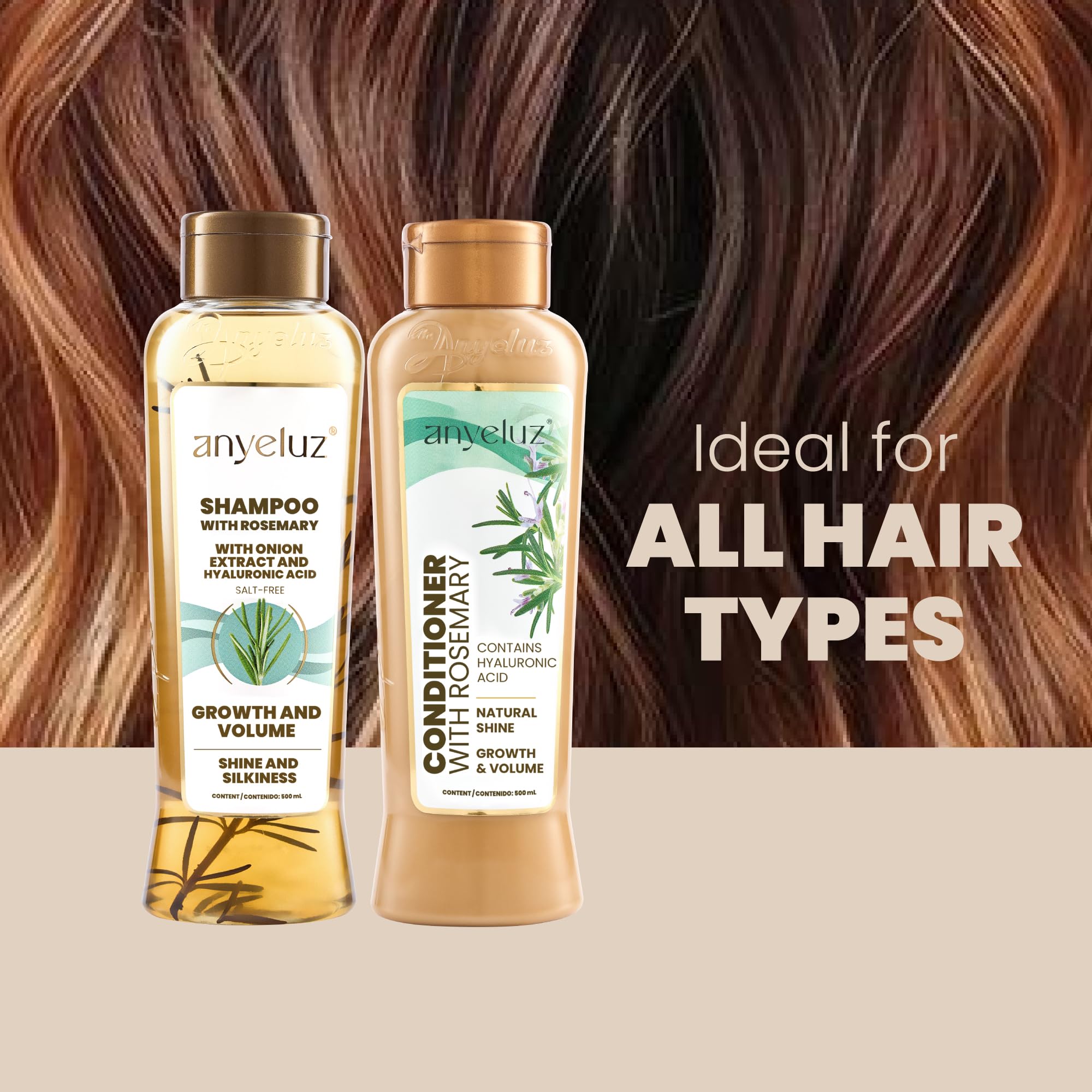 ANYELUZ rosemary hair being washed, emphasizing refreshing scent and clean feel