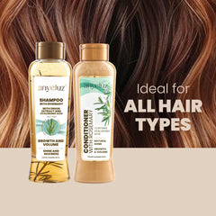 ANYELUZ rosemary hair being washed, emphasizing refreshing scent and clean feel
