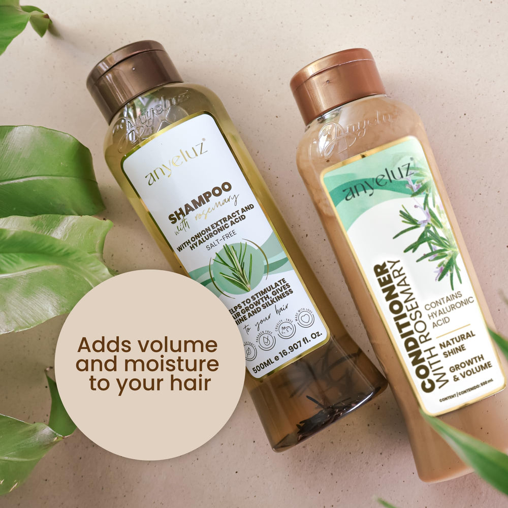 ANYELUZ rosemary and onion extract graphic suggesting scalp revitalization