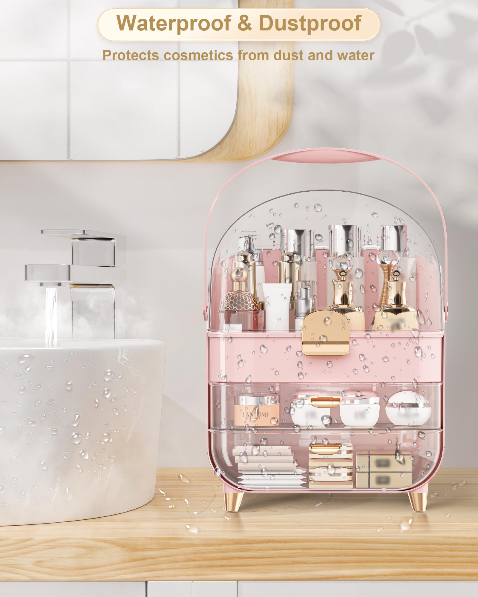 Anylady bathroom countertop organization keeps cosmetics accessible and tidy