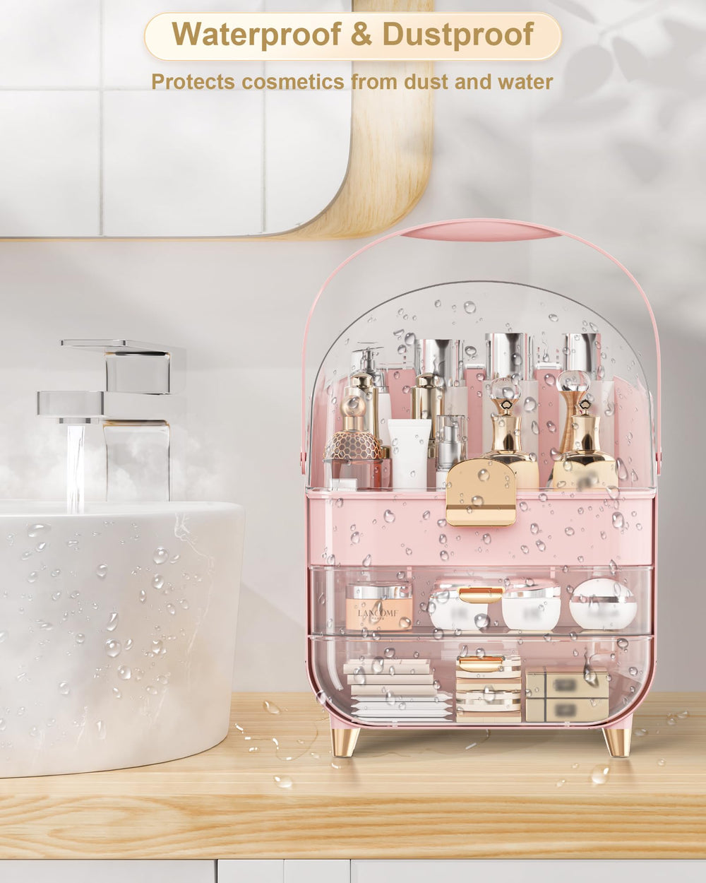 Anylady bathroom countertop organization keeps cosmetics accessible and tidy