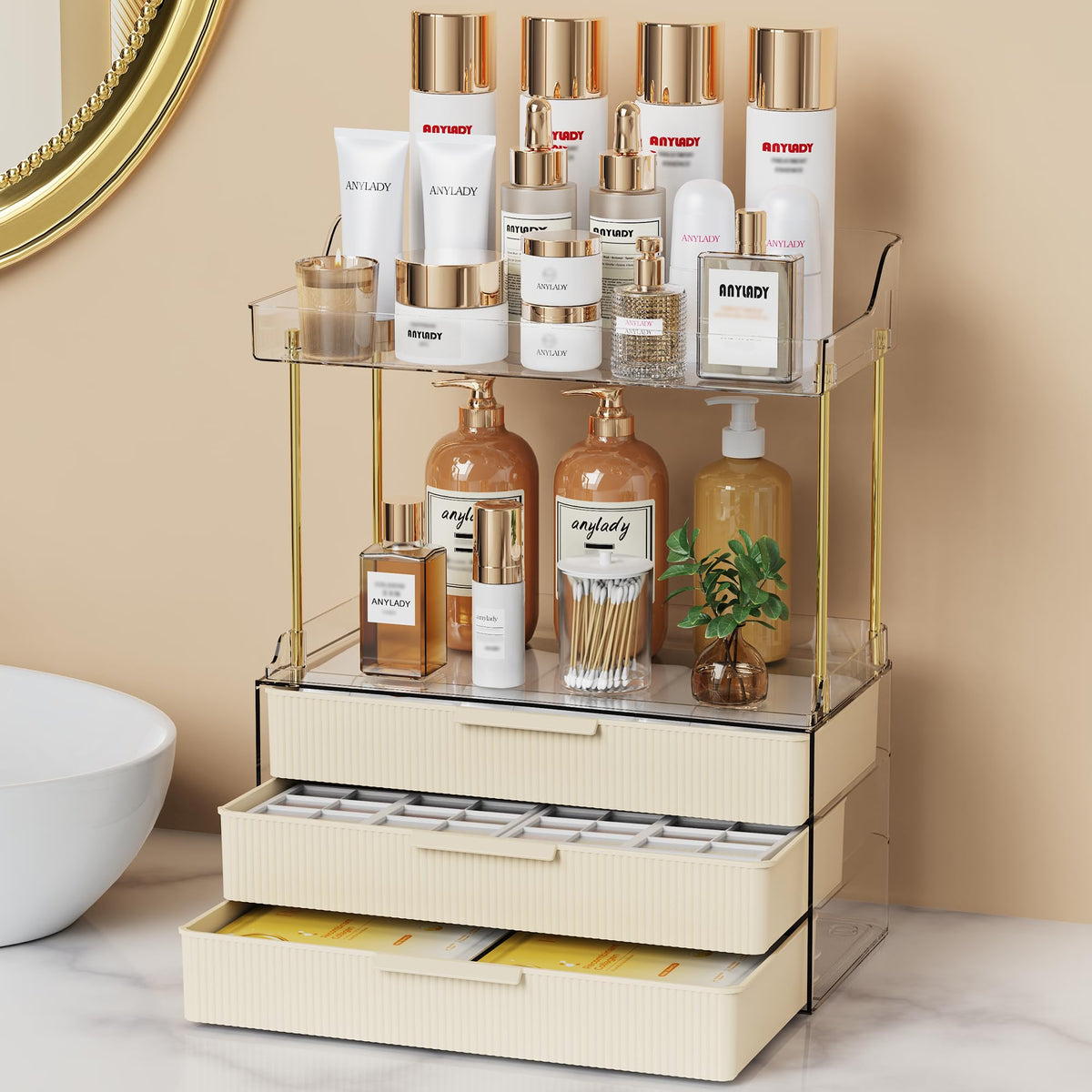 Anylady bathroom-organizer multi-layer-drawer offers modular vanity storage