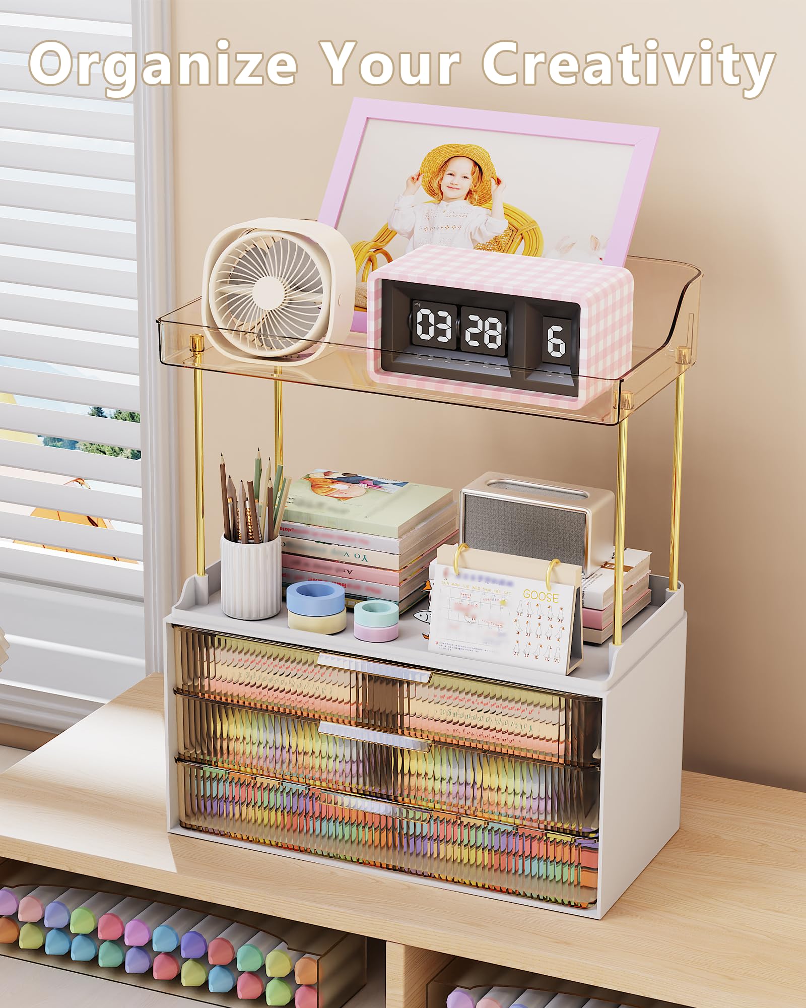 Anylady storage with dust-proof drawers shields skincare and cosmetics from dirt.