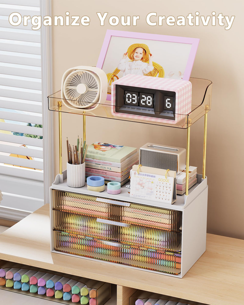 Anylady storage with dust-proof drawers shields skincare and cosmetics from dirt.